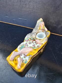 Indian Inkwell Box Porcelain Paris Art Deco 1930 Inkwell Box Aladdin