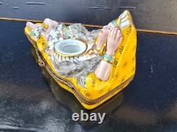 Indian Inkwell Box Porcelain Paris Art Deco 1930 Inkwell Box Aladdin