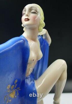 Italian Art Deco Essevi Ceramic Nude Dancer Figure by Sandro Vacchetti ca 1930