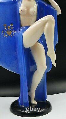 Italian Art Deco Essevi Ceramic Nude Dancer Figure by Sandro Vacchetti ca 1930