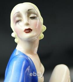 Italian Art Deco Essevi Ceramic Nude Dancer Figure by Sandro Vacchetti ca 1930