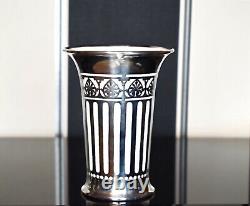 Italian Art Deco Solid Silver 900/1000 Over Lay, White Porcelain Vase, Stamped