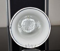 Italian Art Deco Solid Silver 900/1000 Over Lay, White Porcelain Vase, Stamped