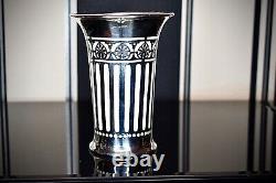 Italian Art Deco Solid Silver 900/1000 Over Lay, White Porcelain Vase, Stamped