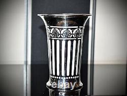 Italian Art Deco Solid Silver 900/1000 Over Lay, White Porcelain Vase, Stamped