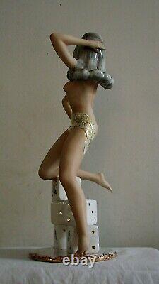 Italian Art Deco Tiziano Galli Porcelain Pinup Girl Nude Figurine 18