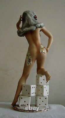 Italian Art Deco Tiziano Galli Porcelain Pinup Girl Nude Figurine 18