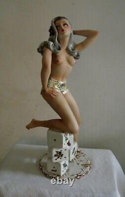 Italian Art Deco Tiziano Galli Porcelain Pinup Girl Nude Figurine 18
