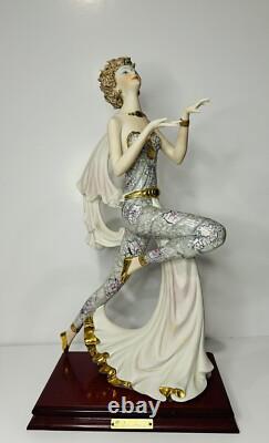 Italy Gorgeous Art Deco Porcelain Dancing Girl On Wood Base by Victorio Sabolina