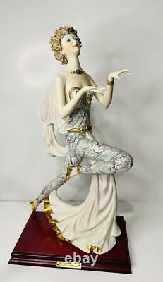 Italy Gorgeous Art Deco Porcelain Dancing Girl On Wood Base by Victorio Sabolina