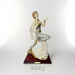 Italy Gorgeous Art Deco Porcelain Dancing Girl On Wood Base by Victorio Sabolina