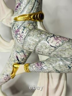 Italy Gorgeous Art Deco Porcelain Dancing Girl On Wood Base by Victorio Sabolina