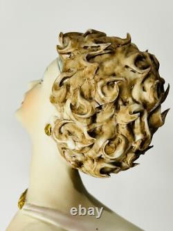 Italy Gorgeous Art Deco Porcelain Dancing Girl On Wood Base by Victorio Sabolina