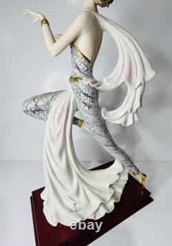 Italy Gorgeous Art Deco Porcelain Dancing Girl On Wood Base by Victorio Sabolina