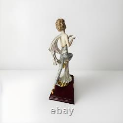 Italy Gorgeous Art Deco Porcelain Dancing Girl On Wood Base by Victorio Sabolina