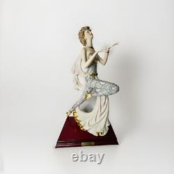 Italy Gorgeous Art Deco Porcelain Dancing Girl On Wood Base by Victorio Sabolina