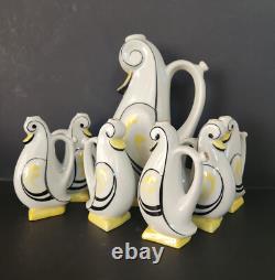 Izida Ceramics, Porcelain Set, Duck Family Figural Set, Bulgarian Art Deco