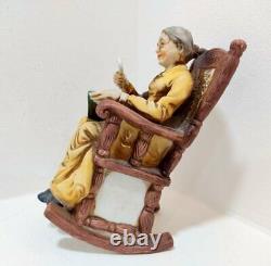 Japanese Vintage Porcelain Figurine Old People Woman Sitting Rocking Chair 7