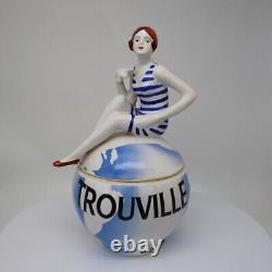 Jewelry Box Figurine Trouville Swimmer Pin-up Sexy Art Deco-German Style St