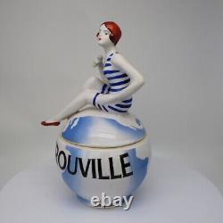 Jewelry Box Figurine Trouville Swimmer Pin-up Sexy Art Deco-German Style St