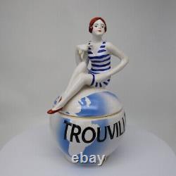 Jewelry Box Figurine Trouville Swimmer Pin-up Sexy Art Deco-German Style St