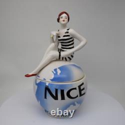 Jewelry box figurine nice swimmer pin-up sexy style Art Deco-German style A