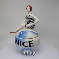 Jewelry box figurine nice swimmer pin-up sexy style Art Deco-German style A