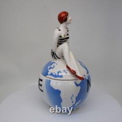 Jewelry box figurine nice swimmer pin-up sexy style Art Deco-German style A