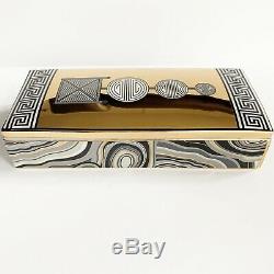 Jonathan Adler Art Pottery Modernist Topiary Long Trinket Box