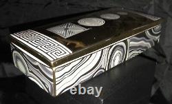 Jonathan Adler Art Pottery Modernist Topiary Long Trinket Box chipped + dish