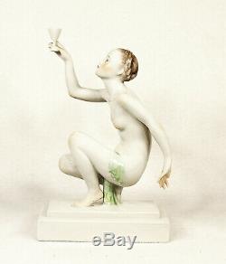 Jozsef Gondos (1909-1987) Herend Art Deco Porcelain Nude Female Figure