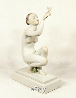 Jozsef Gondos (1909-1987) Herend Art Deco Porcelain Nude Female Figure