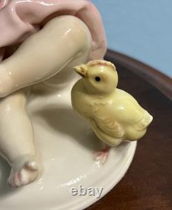 Karl Ens Porcelain Figurine Child With Baby Chick Art Deco From The 1920's