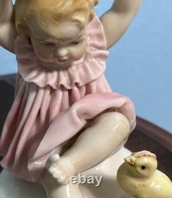 Karl Ens Porcelain Figurine Child With Baby Chick Art Deco From The 1920's
