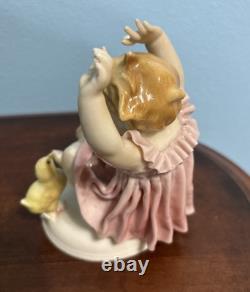 Karl Ens Porcelain Figurine Child With Baby Chick Art Deco From The 1920's