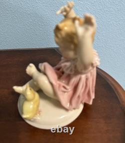 Karl Ens Porcelain Figurine Child With Baby Chick Art Deco From The 1920's