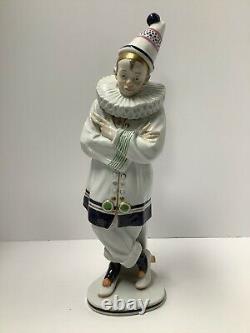 Karl Ens Volkstedt Porcelain Figurine Clown. Art Deco. Artist Signed Germany