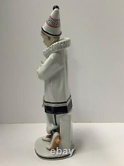 Karl Ens Volkstedt Porcelain Figurine Clown. Art Deco. Artist Signed Germany