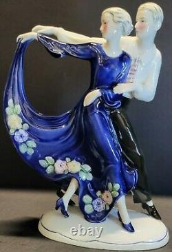 Katzhutte Art Deco Porcelain Figurine Dancing Couple C. 1930's Goldscheider Era