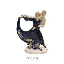 Katzhutte Art Deco Porcelain Figurine Dancing Couple C. 1930's Goldscheider Era Katzhutte Art Deco Porcelain Figurine Dancing Couple C. 1930's Goldscheider Era