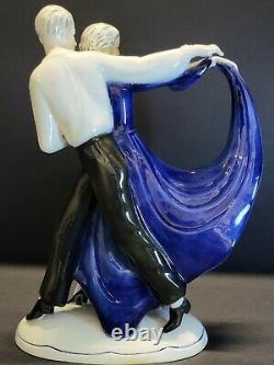 Katzhutte Art Deco Porcelain Figurine Dancing Couple C. 1930's Goldscheider Era