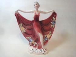 Katzhutte Art Deco Porcelain Figurine Dancing Lady C. 1930's Goldscheider Era