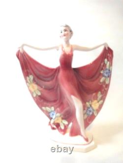 Katzhutte Art Deco Porcelain Figurine Dancing Lady C. 1930's Goldscheider Era