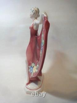 Katzhutte Art Deco Porcelain Figurine Dancing Lady C. 1930's Goldscheider Era