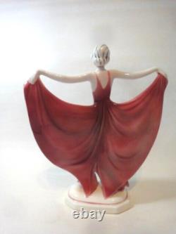 Katzhutte Art Deco Porcelain Figurine Dancing Lady C. 1930's Goldscheider Era