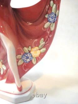 Katzhutte Art Deco Porcelain Figurine Dancing Lady C. 1930's Goldscheider Era