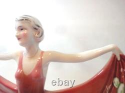 Katzhutte Art Deco Porcelain Figurine Dancing Lady C. 1930's Goldscheider Era