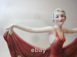 Katzhutte Art Deco Porcelain Figurine Dancing Lady C. 1930's Goldscheider Era