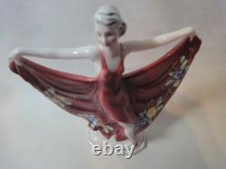 Katzhutte Art Deco Porcelain Figurine Dancing Lady C. 1930's Goldscheider Era