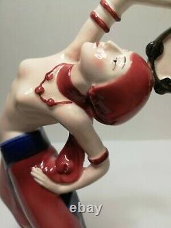 Katzhutte Hertwig Art Deco porcelain figurine 30s Dancing Girl with a Tambourine